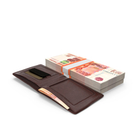 Leather Wallet Open Bill Russian 5000 Rubles Money PNG & PSD Images