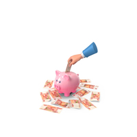 Russian 5000 Rubles Save Hand Hold Pink Piggy Bank PNG & PSD Images