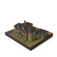 Colonial Brick House With Garage PNG & PSD Images