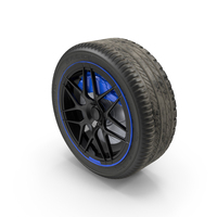 Black Alloy Wheel with Blue Caliper PNG & PSD Images