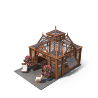 Victorian Style Greenhouse With Furniture And Flowers PNG & PSD Images