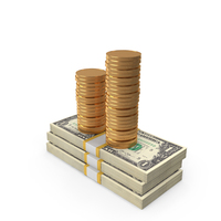 100 Percent US 1 Dollar Money Notes With Gold Coins PNG & PSD Images