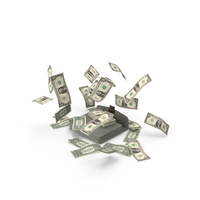 BriefCase Falling US 1 Dollar Money Bill PNG & PSD Images