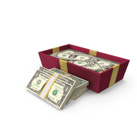 Gift Box Full Of US 1 Dollar Money Notes PNG & PSD Images