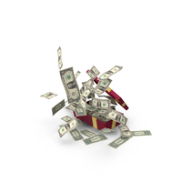 Gift Box Full Out Fly US 1 Dollar Money Notes PNG & PSD Images
