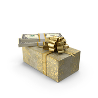 Gift Box With US 1 Dollar Money Notes Lots On Top PNG & PSD Images