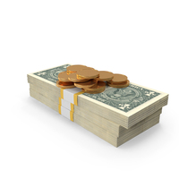 Gold Coins With US 1 Dollar Money Bill PNG & PSD Images