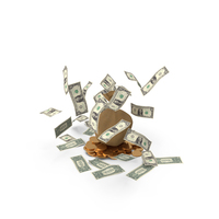 Gold Falling US 1 Dollar Money Bag PNG & PSD Images
