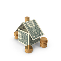 Home With US 1 Dollar Money Notes Currency Coins PNG & PSD Images