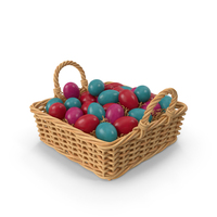 Easter Eggs In A Basket PNG & PSD Images
