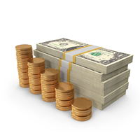 Tax Pay US 1 Dollar Money Notes Lots Gold Coins PNG & PSD Images