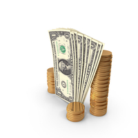 US 1 Dollar Money Notes Currency Vertical Bill Coins PNG & PSD Images