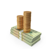 100 Percent US 20 Dollar Money Notes With Gold Coins PNG & PSD Images