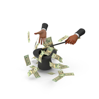 Black Hand Magic Hat US 20 Dollar Money Fly Out PNG & PSD Images