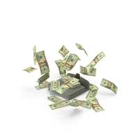 BriefCase Falling US 20 Dollar Money Bill PNG & PSD Images