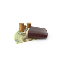 Closed Wallet US 20 Dollar Money Bill Coins PNG & PSD Images