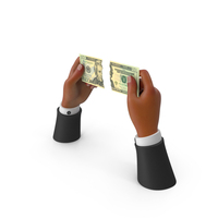 Cut Split US 20 Dollar Money Cash Black Hand Hold PNG & PSD Images