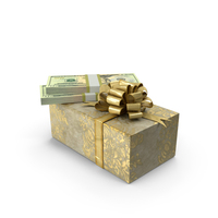 Gift Box With US 20 Dollar Money Notes Lots On Top PNG & PSD Images