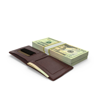 Leather Wallet Open Bill US 20 Dollar Money PNG & PSD Images