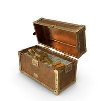 US 20 Dollar Money Lots Gold Treasure Box PNG & PSD Images