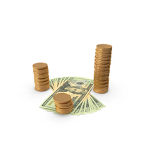 US 20 Dollar Money Notes Curency Gold Coins PNG & PSD Images