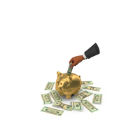 US 20 Dollar Save Black Hand Hold Gold Piggy Bank PNG & PSD Images