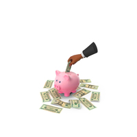 US 20 Dollar Save Black Hand Hold Pink Piggy Bank PNG & PSD Images