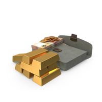 Briefcase Gold Biscuits 1000 Hong Kong Dollars Money Coins PNG & PSD Images