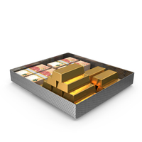 Tray With 1000 Hong Kong Dollars Money Gold Biscuits PNG & PSD Images