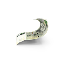 2000 Czech Korun Money Falling Note Folded PNG & PSD Images