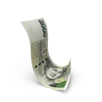 2000 Czech Korun Money Folded Falling Note PNG & PSD Images