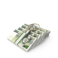 2000 Czech Korun Money Notes Magnify Glass Ground PNG & PSD Images