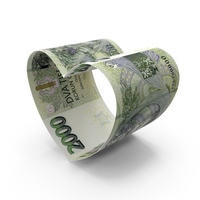 Heart Shap 2000 Czech Korun Notes PNG & PSD Images