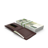 Leather Wallet Open Bill 2000 Czech Korun Money PNG & PSD Images