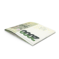 Two 2000 Czech Korun Note Folded Money PNG & PSD Images