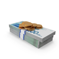 Gold Coins With Israel 200 Shekels Money Bill PNG & PSD Images