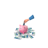 Israel 200 Shekels Save Hand Hold Pink Piggy Bank PNG & PSD Images