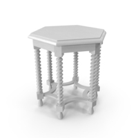 Hexagonal Side Table Stool White PNG & PSD Images