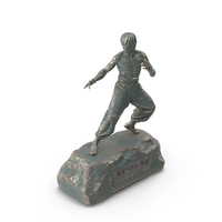 Miniature Patina Bronze Statue of Bruce Lee PNG & PSD Images