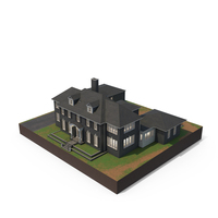 Colonial Style House With Garage And Garland PNG & PSD Images