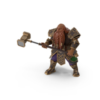 Game Dwarf Character in Battle Pose PNG & PSD Images