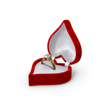Diamond Gold Ring In Heart Shaped Red Box PNG & PSD Images