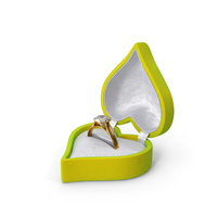 Diamond Gold Ring In Heart Shaped Green Box PNG & PSD Images