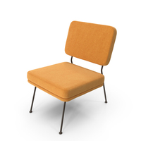 Minimalist Yellow Lounge Chair With Metal Legs PNG & PSD Images