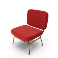 Modern Red Boucle Lounge Chair With Metal Legs PNG & PSD Images