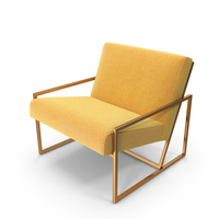 Modern Yellow Lounge Chair With Metal Frame PNG & PSD Images
