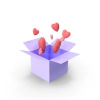Box With Flying Hearts PNG & PSD Images