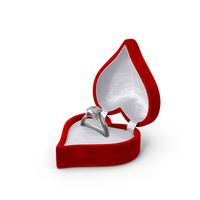 Diamond Silver Ring In Heart Shaped Red Box PNG & PSD Images