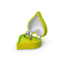 Diamond Silver Ring In Heart Shaped Green Box PNG & PSD Images