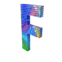 Rainbow Pixel Alphabet Letter F PNG & PSD Images